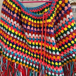 Multicolor vintage crochet poncho